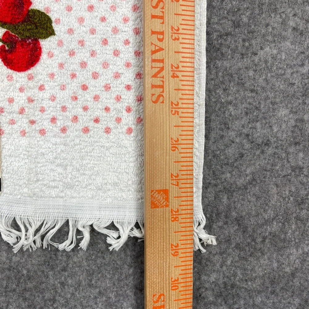 Vintage Town House Kitchen Terry Towel Cherry Polka Dot Fringed MCM 50s USA